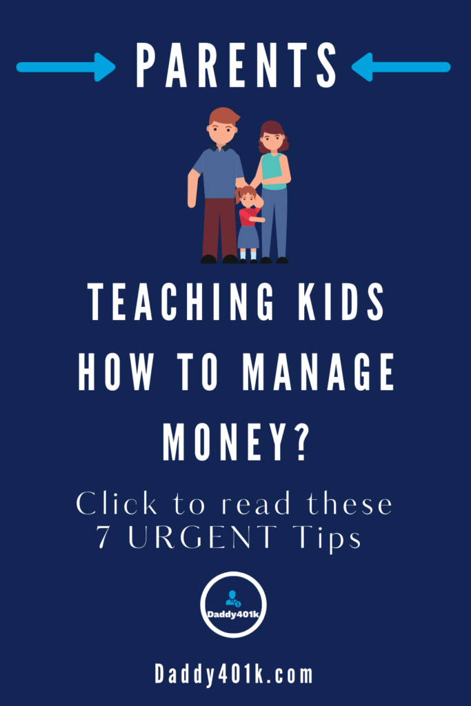 Image of Pinterest pin about money management for kids